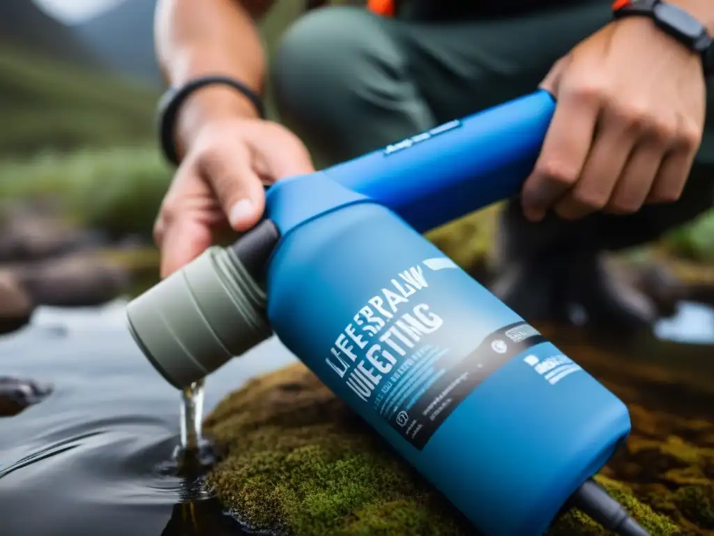 LifeStraw purificando agua turbia en Uruguay, uno de los mejores gadgets para explorar el país