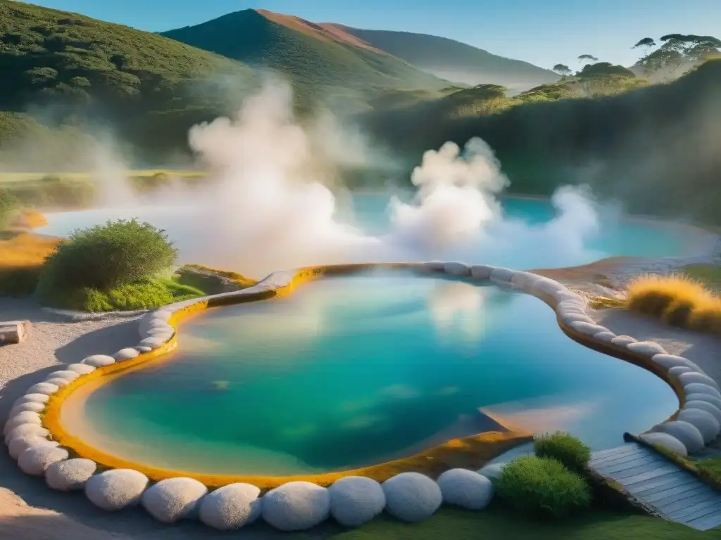 Aguas curativas en Termas del Arapey, Uruguay: serenidad y bienestar en un atardecer mágico