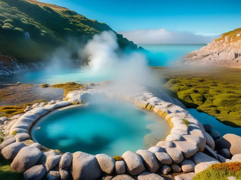 Aguas curativas en Uruguay: visitantes disfrutan de un baño relajante en un manantial rodeado de minerales y naturaleza