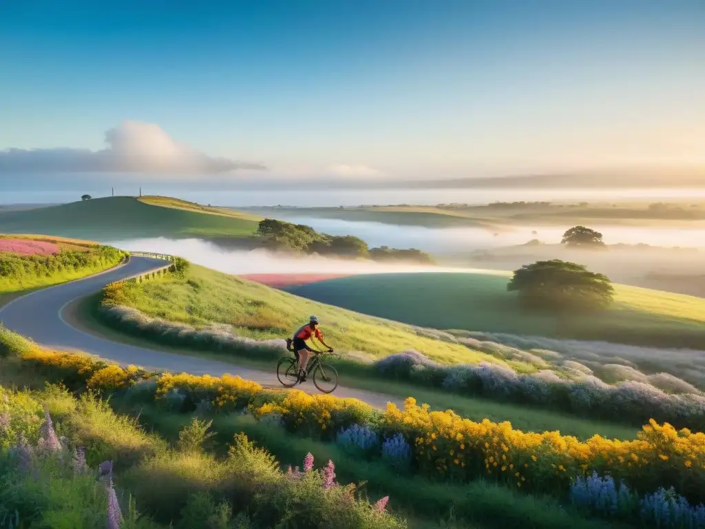 Un amanecer en Uruguay: ciclistas recorren rutas rodeadas de naturaleza exuberante