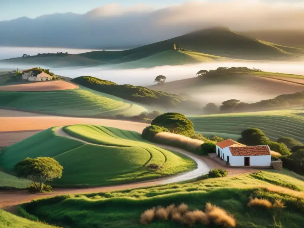 Un amanecer dorado sobre un paisaje rural en Uruguay