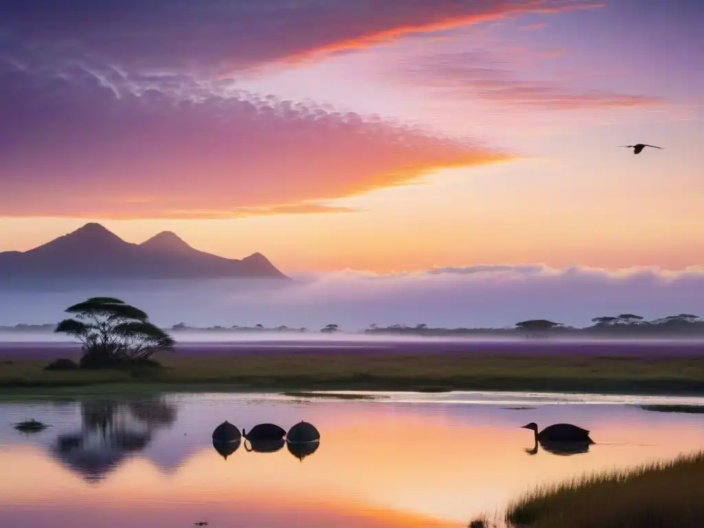 Un amanecer impresionante en Esteros de Farrapos, Uruguay, donde la vida silvestre convive en armonía