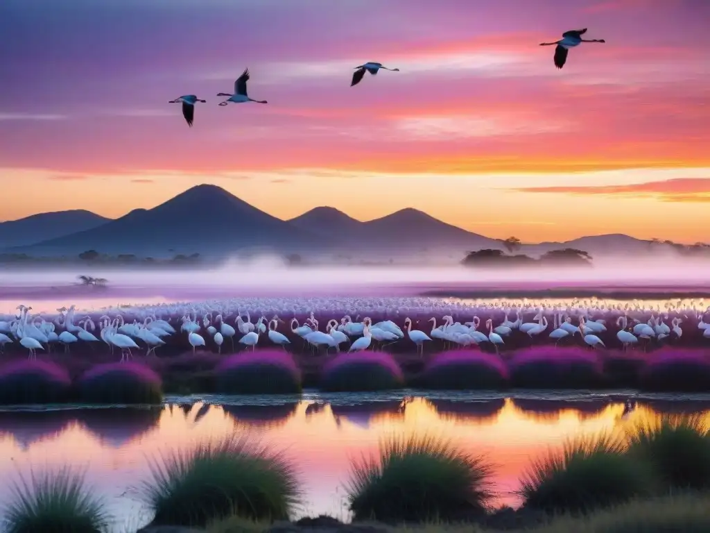 Un amanecer vibrante sobre los Bañados del Este en Uruguay