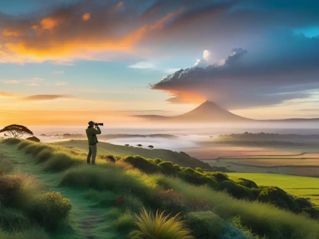 Un amante de las aves en Uruguay, observando la belleza natural al amanecer