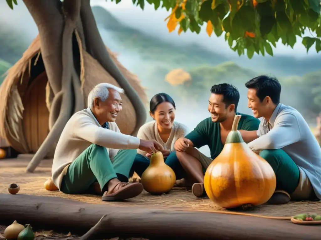 Amigos comparten mate bajo un árbol en Uruguay, reflejando la experiencia cultural mate Uruguay