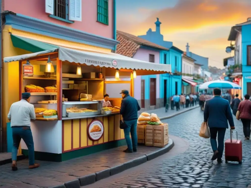 La animada calle de Uruguay rebosa de vida y sabor con el fast food uruguayo de calidad