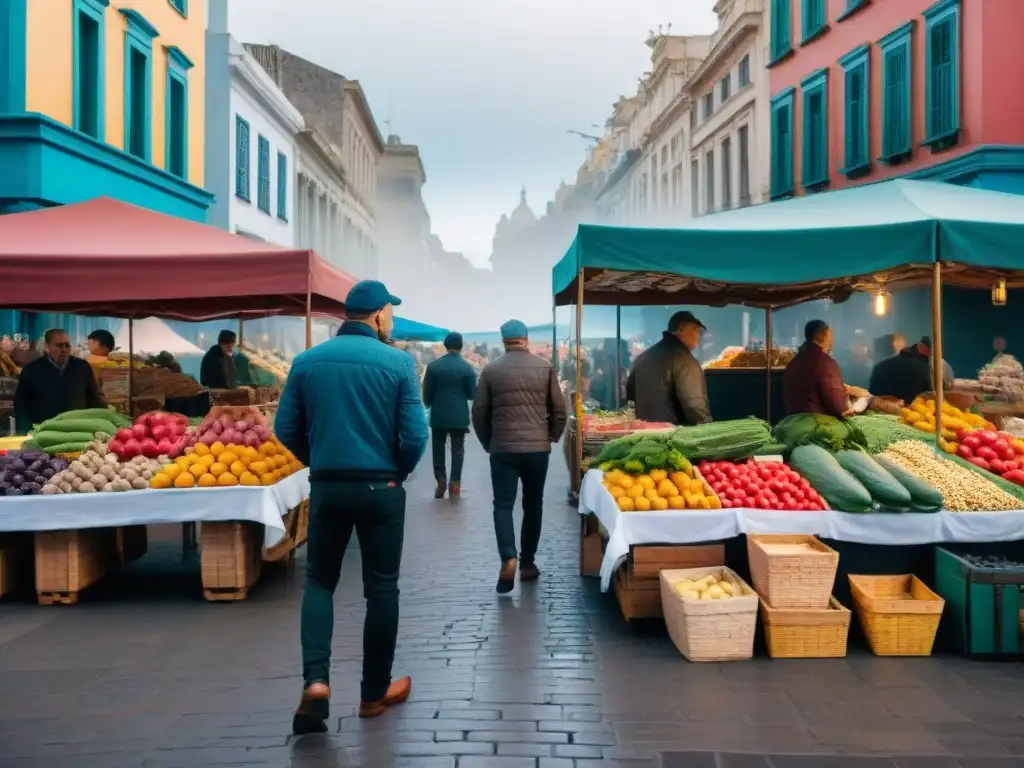 Un animado mercado callejero en Montevideo, Uruguay, muestra la diversidad de habitantes y tradiciones Montevideanas