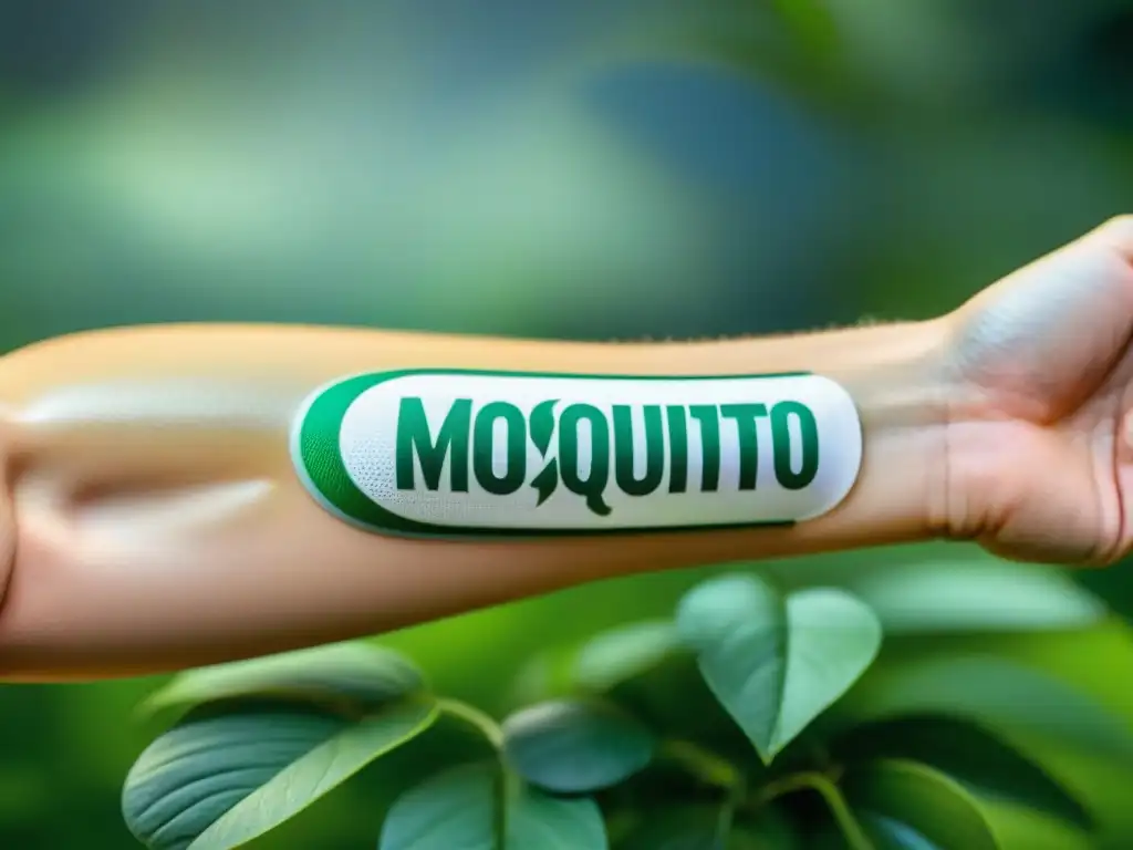 Protección total: repelentes de mosquitos para cada necesidad Un antebrazo cubierto de repelentes de mosquitos en la selva
