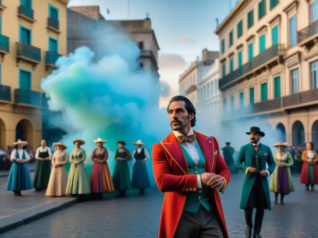 Apasionada actuación callejera en Montevideo, Uruguay, reflejando la rica historia teatral del país