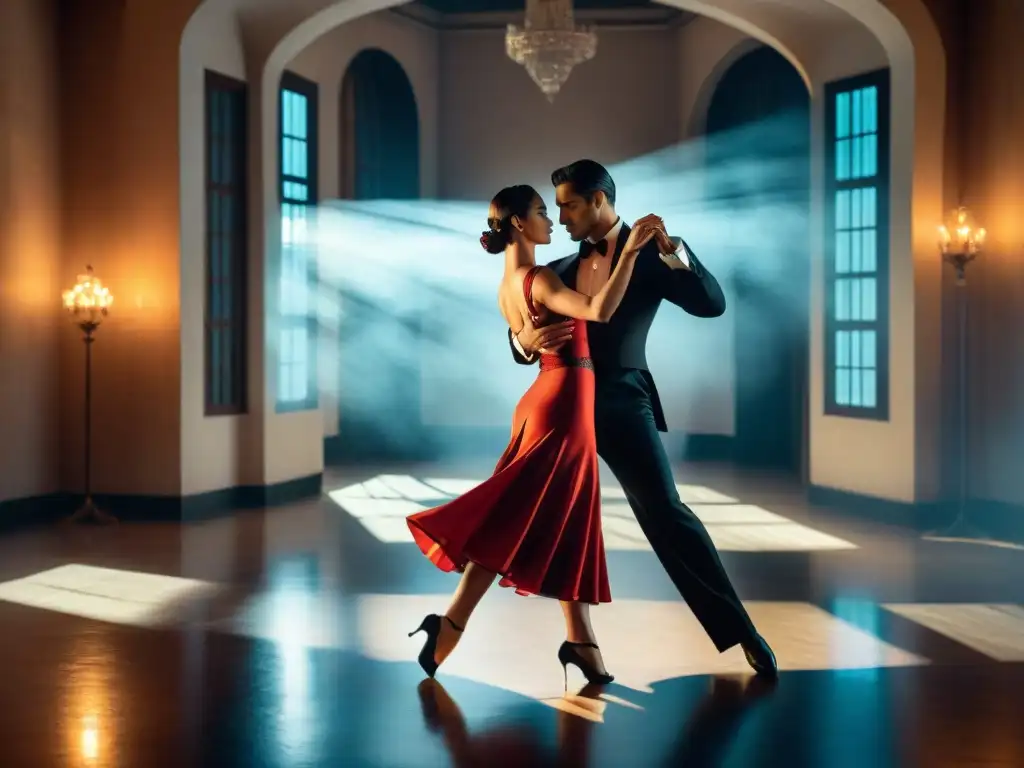 Un apasionado bailarín de tango en el Museo del Tango Uruguay, con movimientos elegantes capturados en pleno baile