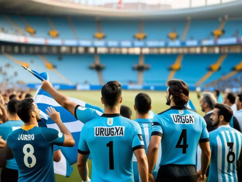 Apasionados aficionados uruguayos celebran en estadio histórico de Montevideo, conservando tradiciones deportivas uruguayas