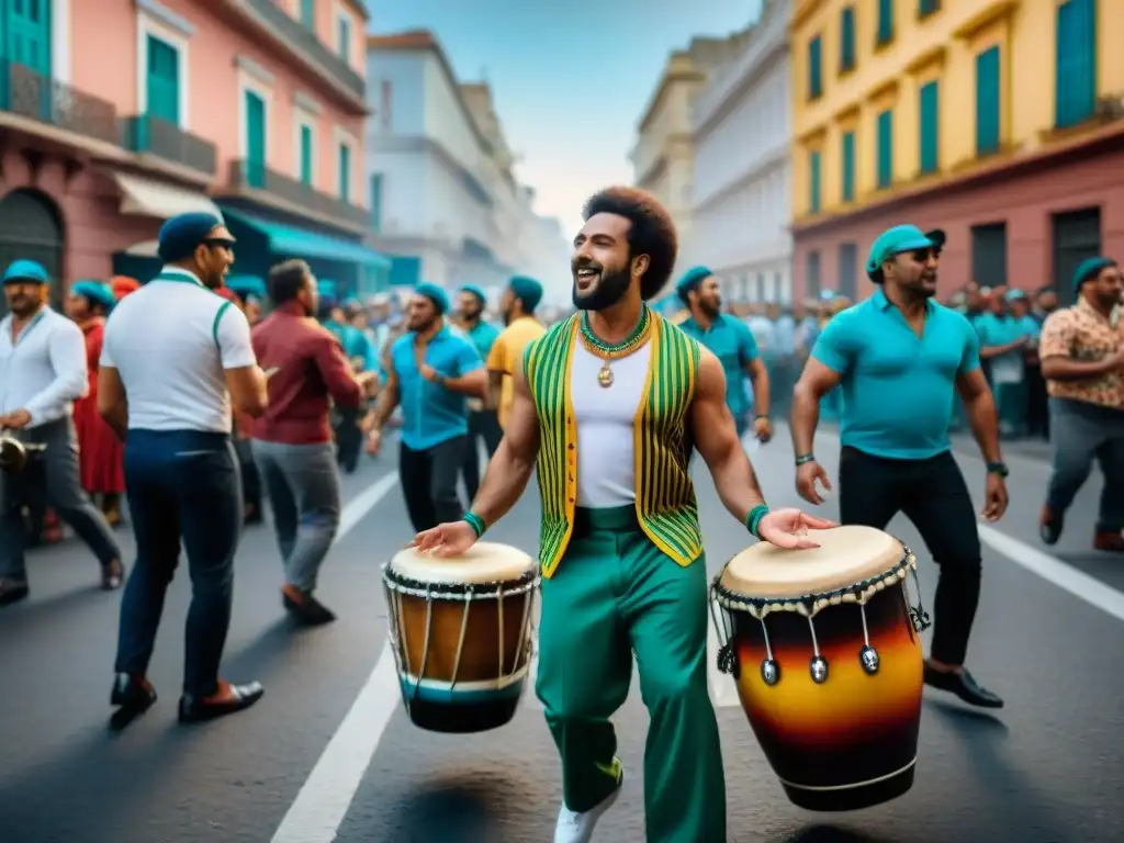 Apasionados tambores candombe en Montevideo, Uruguay: raíces africanas en la música uruguaya