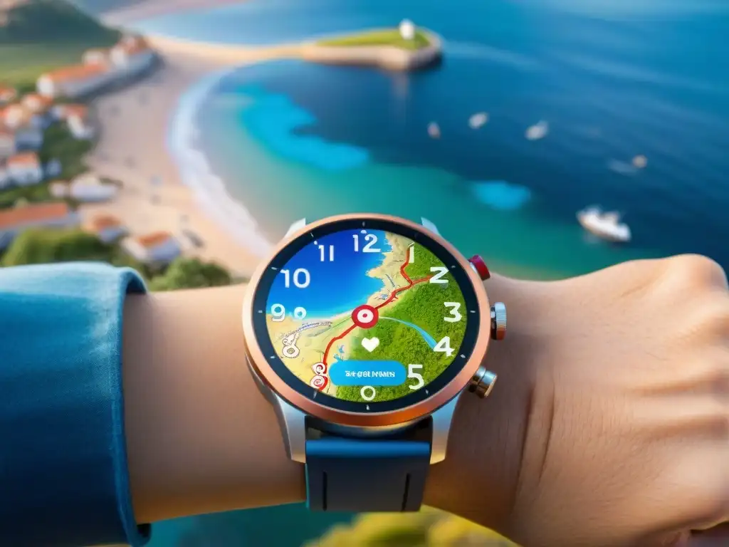 Explora Uruguay con apps imprescindibles en un smartwatch, junto a la costa de Punta del Este