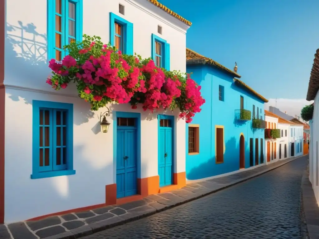 Descubre la arquitectura colonial en Colonia del Sacramento, Uruguay, en una imagen detallada y nostálgica del Barrio Histórico