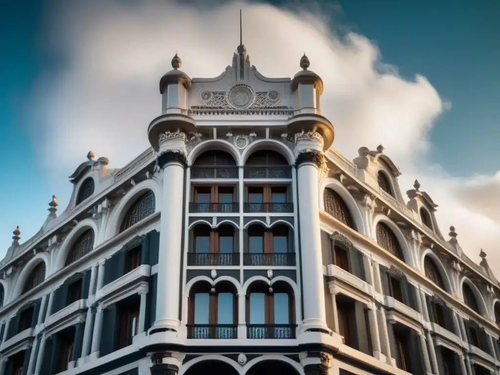 Fotografiando arquitectura moderna en Uruguay: detallada imagen en blanco y negro del icónico Palacio Salvo en Montevideo