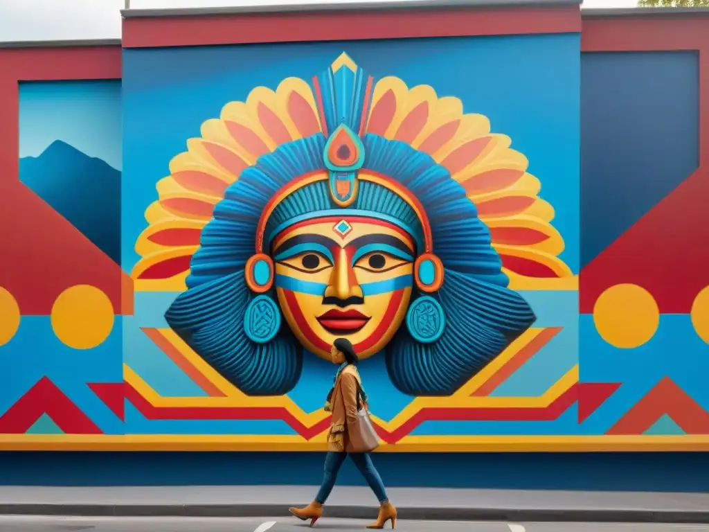 Mural vibrante en Rivera: fusión cultural detallada y armoniosa Explorando Rivera: arte urbano frontera en mural vibrante con detalles culturales y paleta de colores diversa