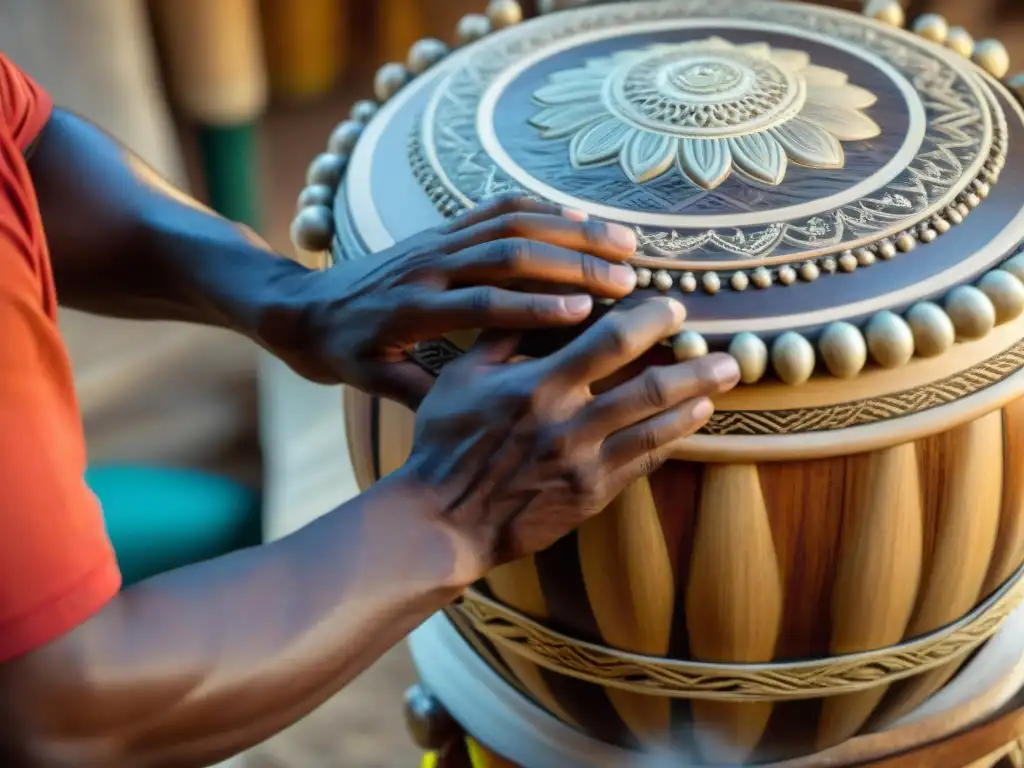 Artesano construyendo tambor candombe paso a paso con dedicación y precisión