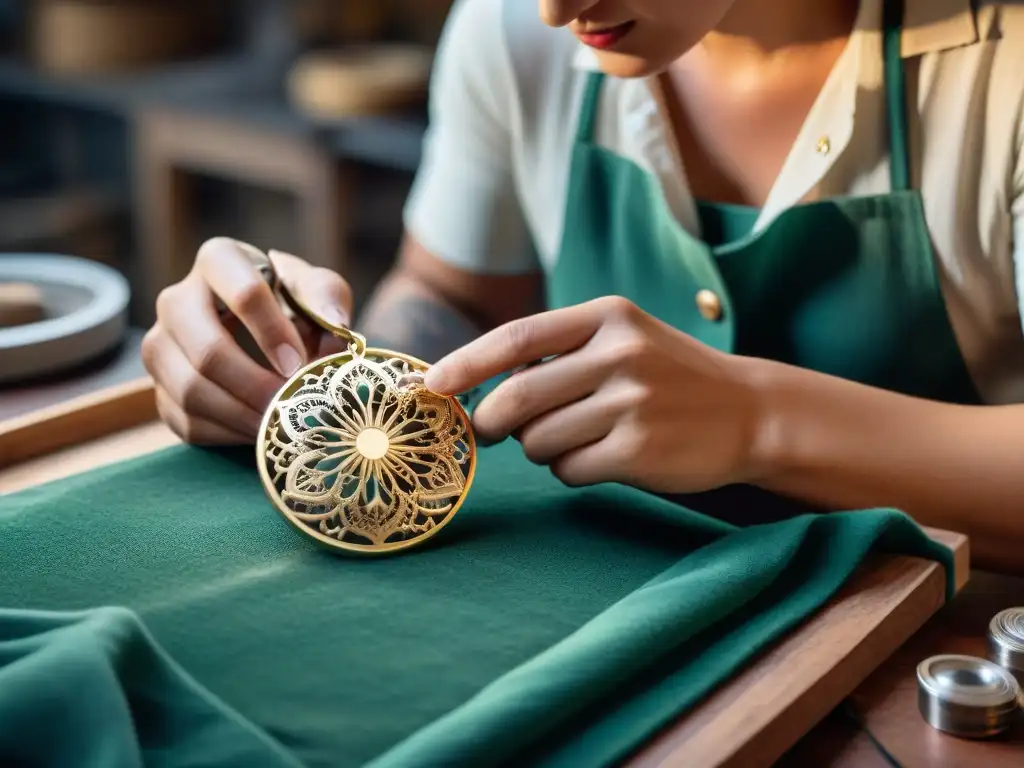 Artesano uruguayo elaborando filigrana de plata en taller joyería artesanal Uruguay