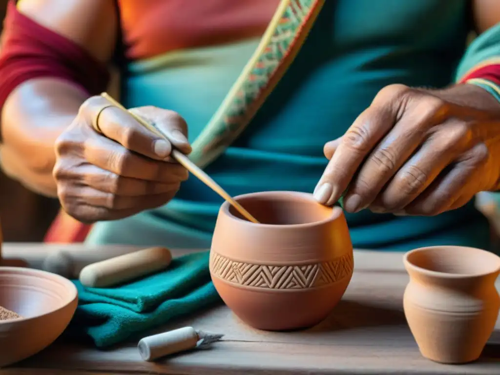 Artesano uruguayo elaborando una tradicional artesanía de Uruguay con dedicación y tradición