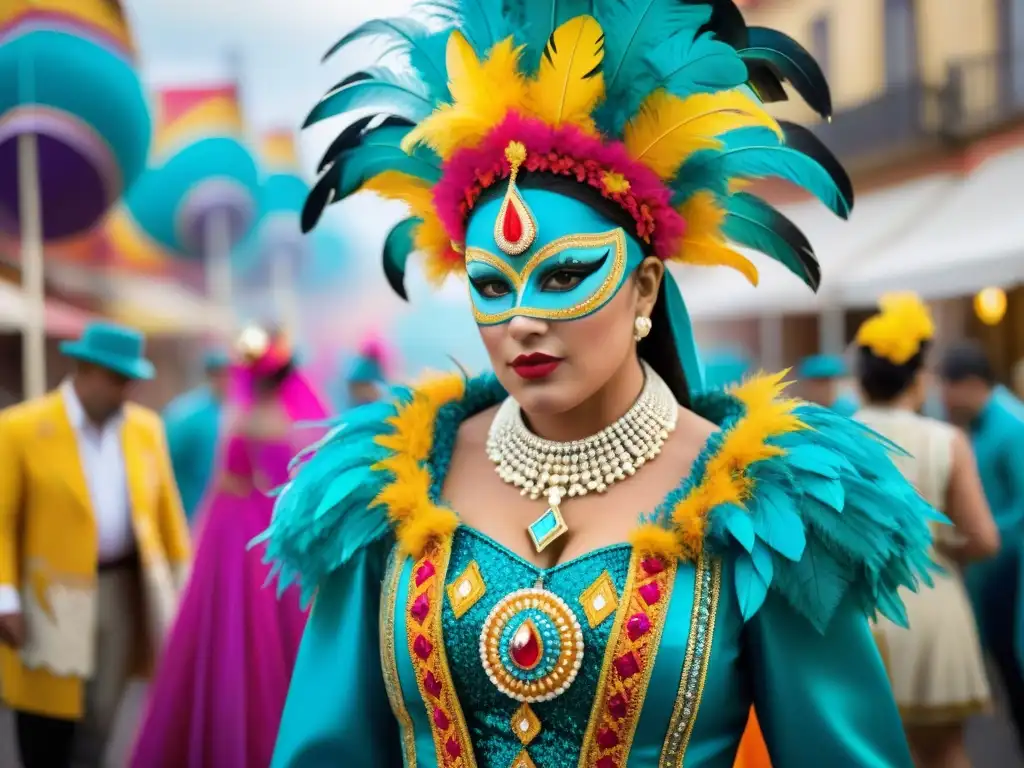 Artesanos crean con pasión disfraces carnaval Uruguay, llenos de color y detalles en taller bullicioso