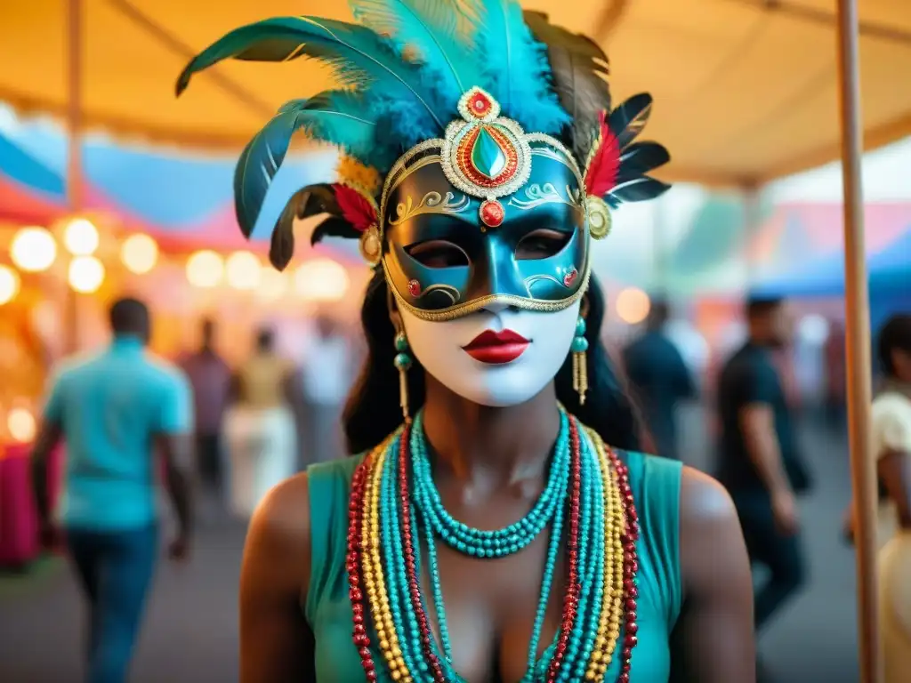 Artesanos uruguayos creando coloridos trajes y máscaras para el Carnaval, reflejando tradición y pasión