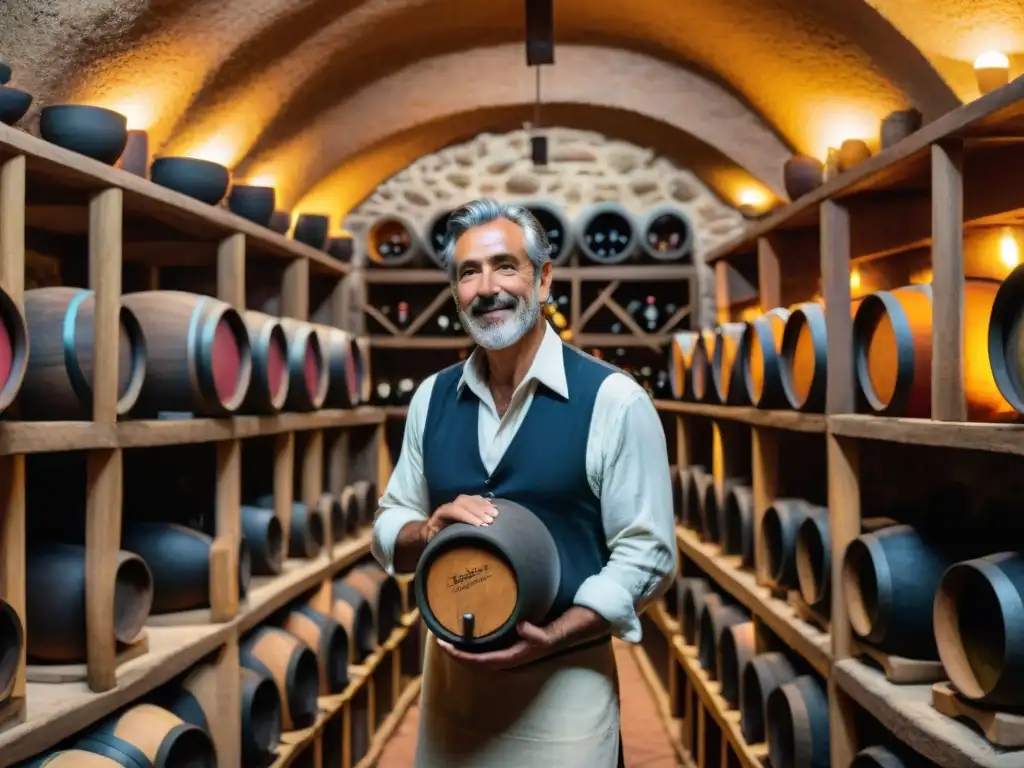 Artesanos uruguayos pintando vasijas en bodega rústica