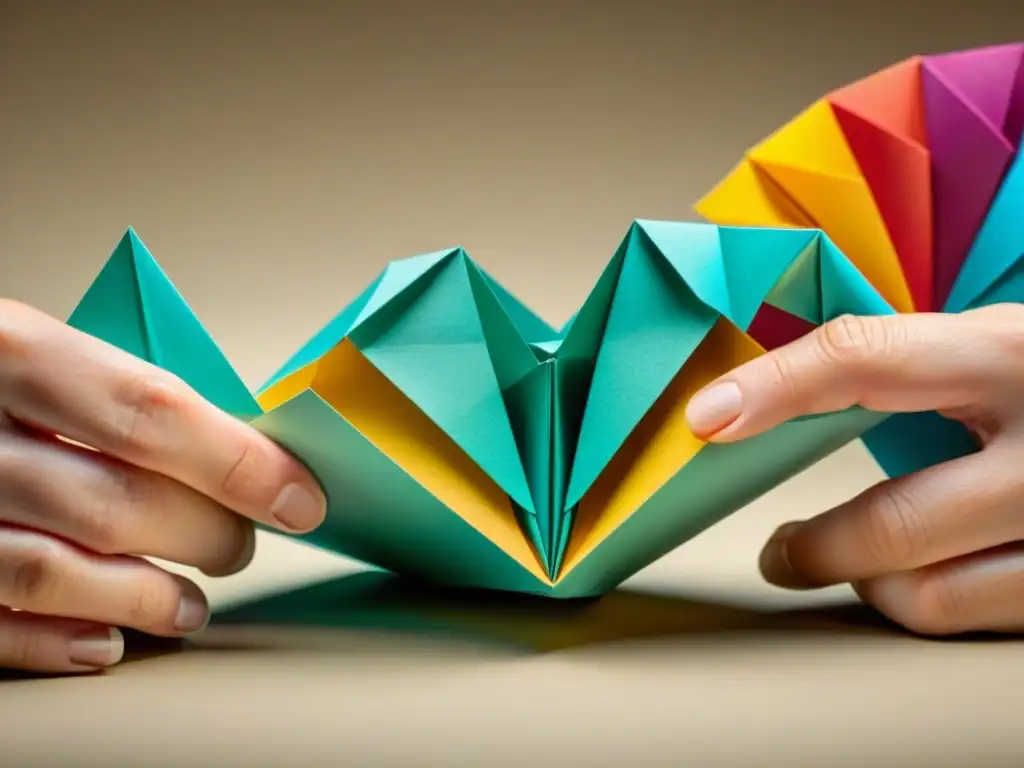 Un artista de origami con papel inspiración uruguaya crea una delicada obra con precisión y destreza