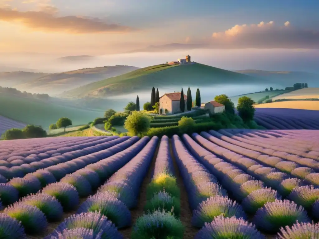 Un atardecer mágico sobre los campos de Durazno, con campos de lavanda vibrantes