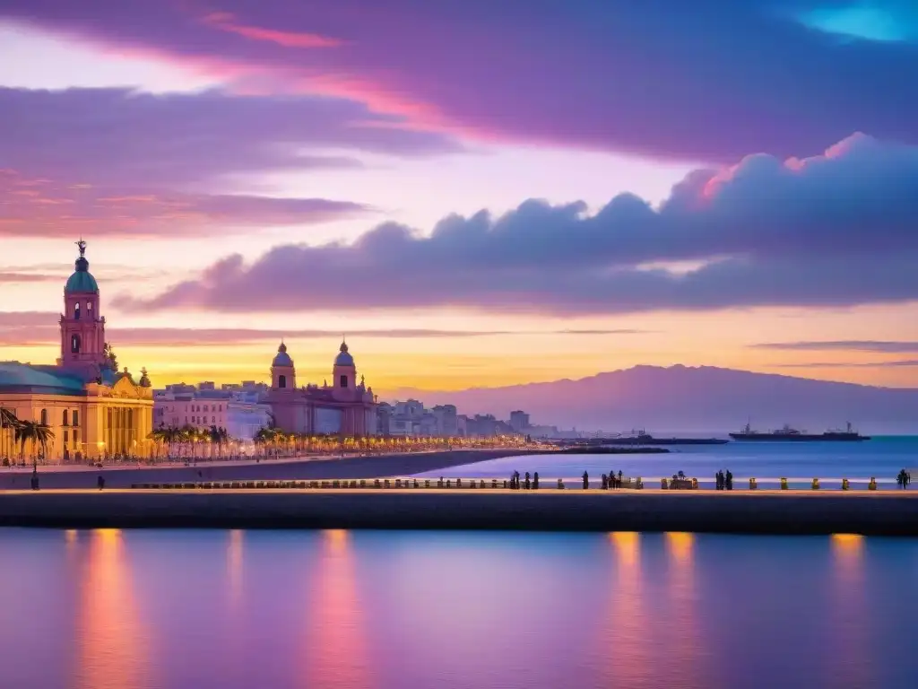 Un atardecer mágico en la icónica Rambla de Montevideo