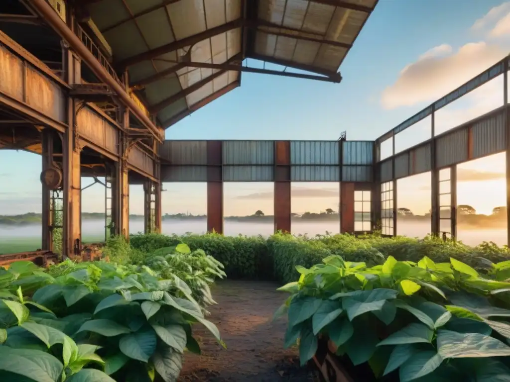 Un atardecer nostálgico ilumina la arquitectura industrial de Fray Bentos, Uruguay, capturada por fotógrafos durante la hora dorada