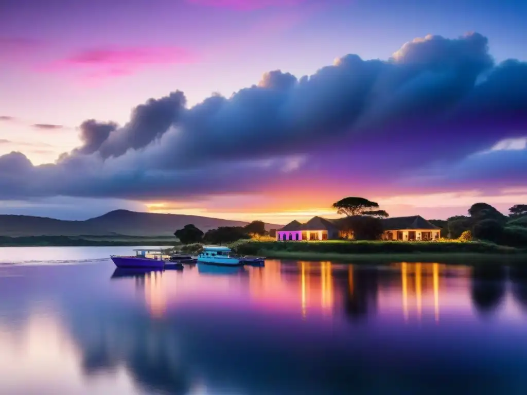 Atardecer sereno en Laguna Garzón, hotel boutique entre la naturaleza de Uruguay
