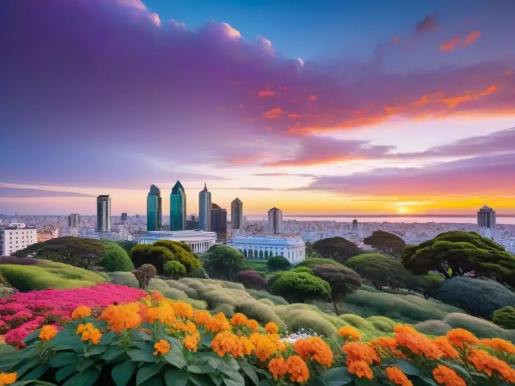 Atardecer vibrante en Parque Rodó Montevideo: naturaleza y cultura se fusionan en un escenario encantador