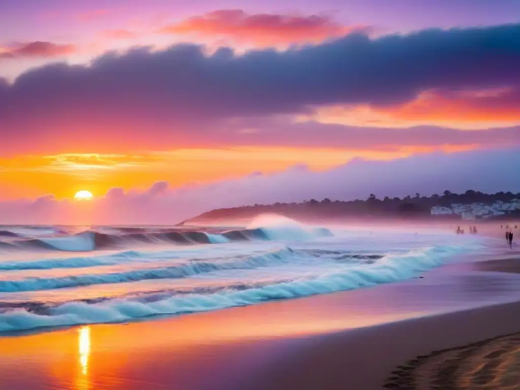 Un atardecer vibrante en Playa Brava, Punta del Este, reflejando la belleza costera de Uruguay