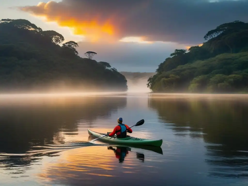 Un atardecer vibrante sobre el Río Negro en Uruguay