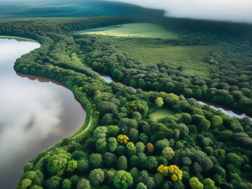 Aventura en áreas protegidas de Uruguay: vista aérea impresionante de paisajes verdes y salvajes