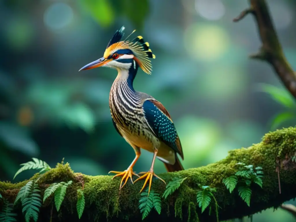 Fotografiar aves en Uruguay: Majestuoso Sunbittern posado en la selva exuberante