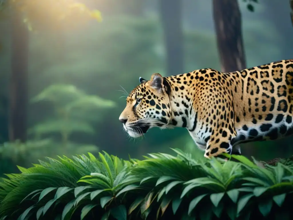 Avistamiento privado fauna Uruguay: Grupo de entusiastas observando sigilosamente a un majestuoso jaguar en la selva