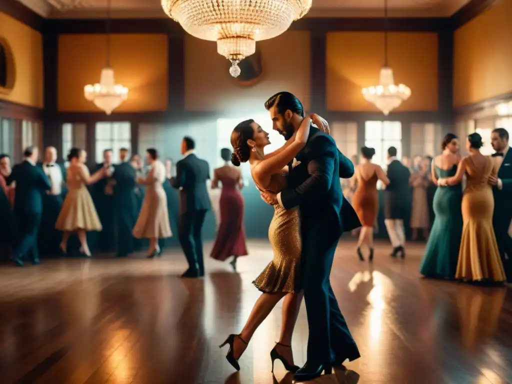 Bailarines elegantes disfrutan del Tango en una Noche de la Nostalgia en Uruguay