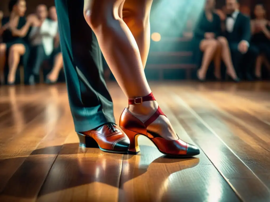 Un baile apasionado de tango uruguayo en un taller de fotografía, capturando la elegancia y pasión de los bailarines