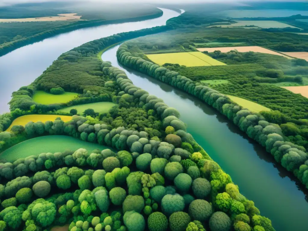 Descubre la belleza natural de Uruguay con esta vista aérea de sus exuberantes paisajes