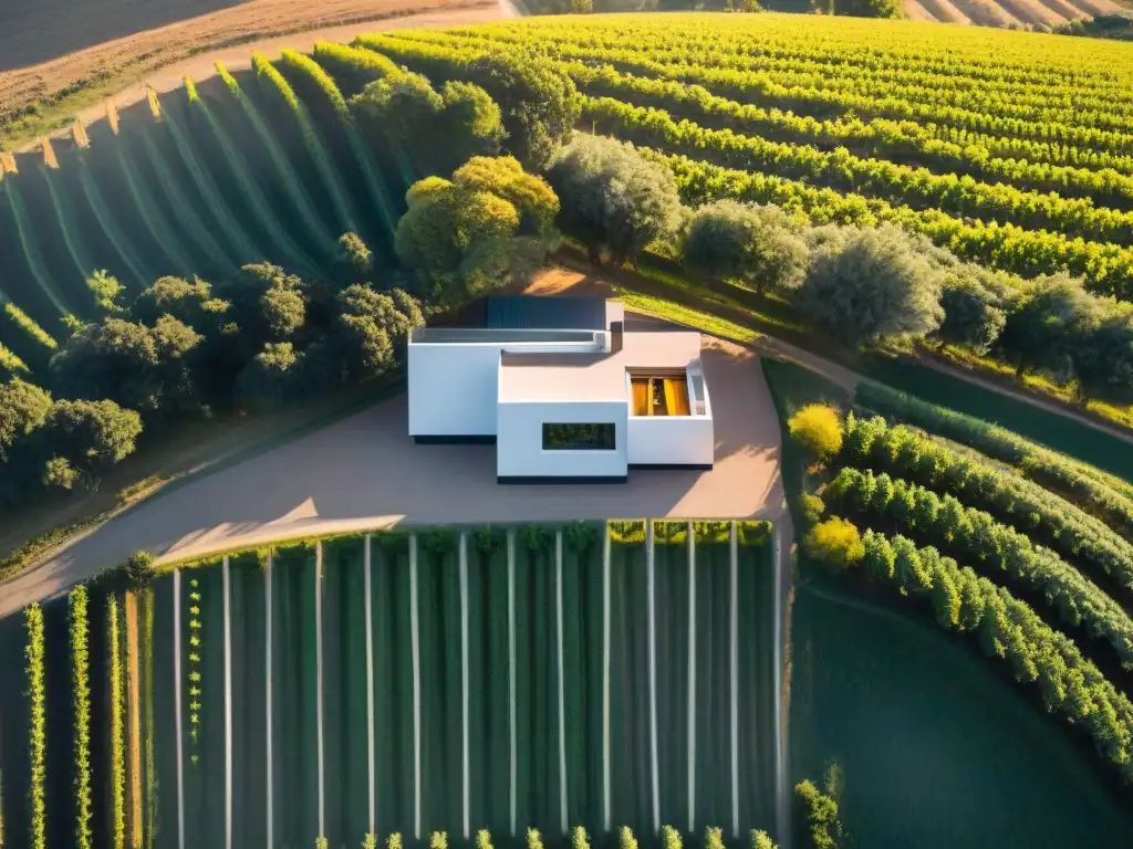 Bodega Garzón al atardecer: arquitectura moderna en viñedos uruguayos