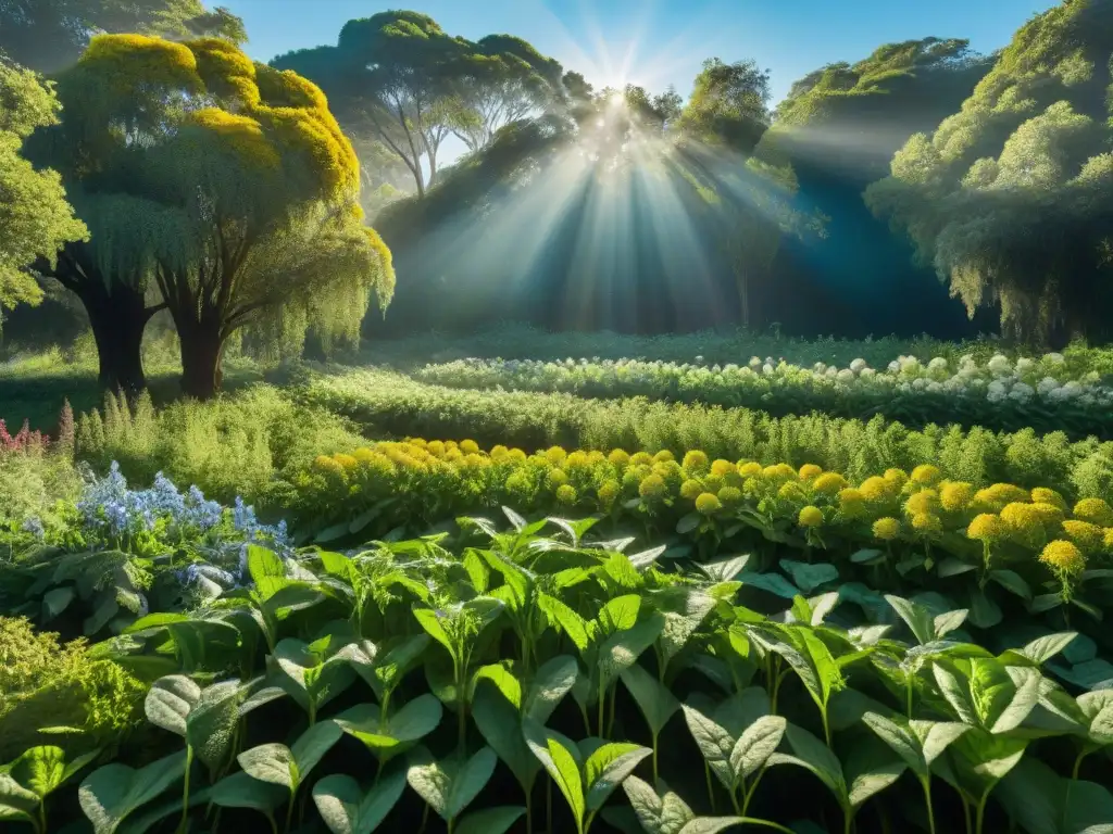 Un bosque encantado en Uruguay con plantas comestibles silvestres en detalle exquisito