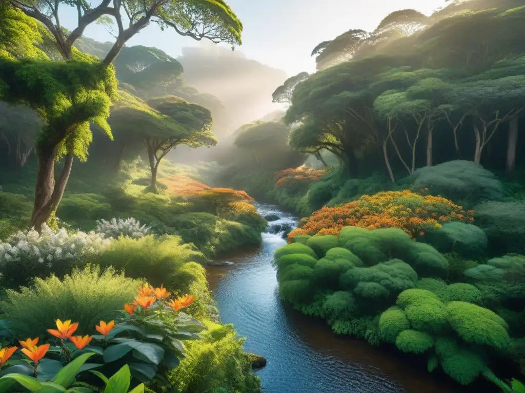 Un bosque exuberante en áreas protegidas de Uruguay, con flora y fauna nativa