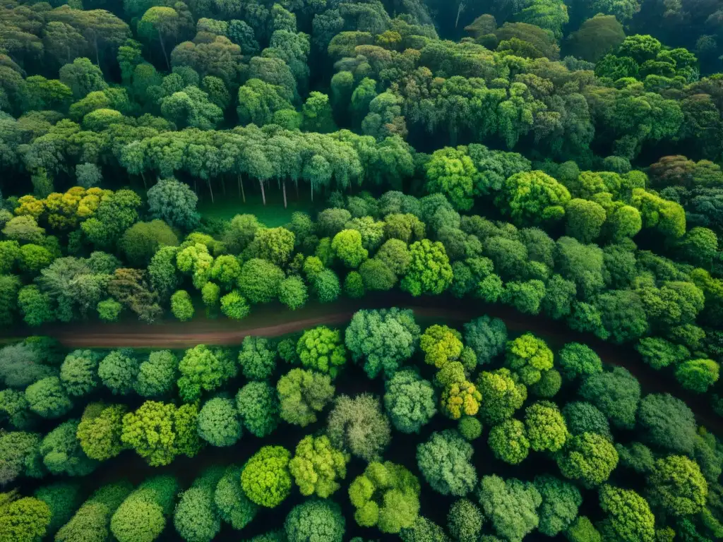 Un bosque exuberante en Uruguay, con luz filtrándose entre las hojas