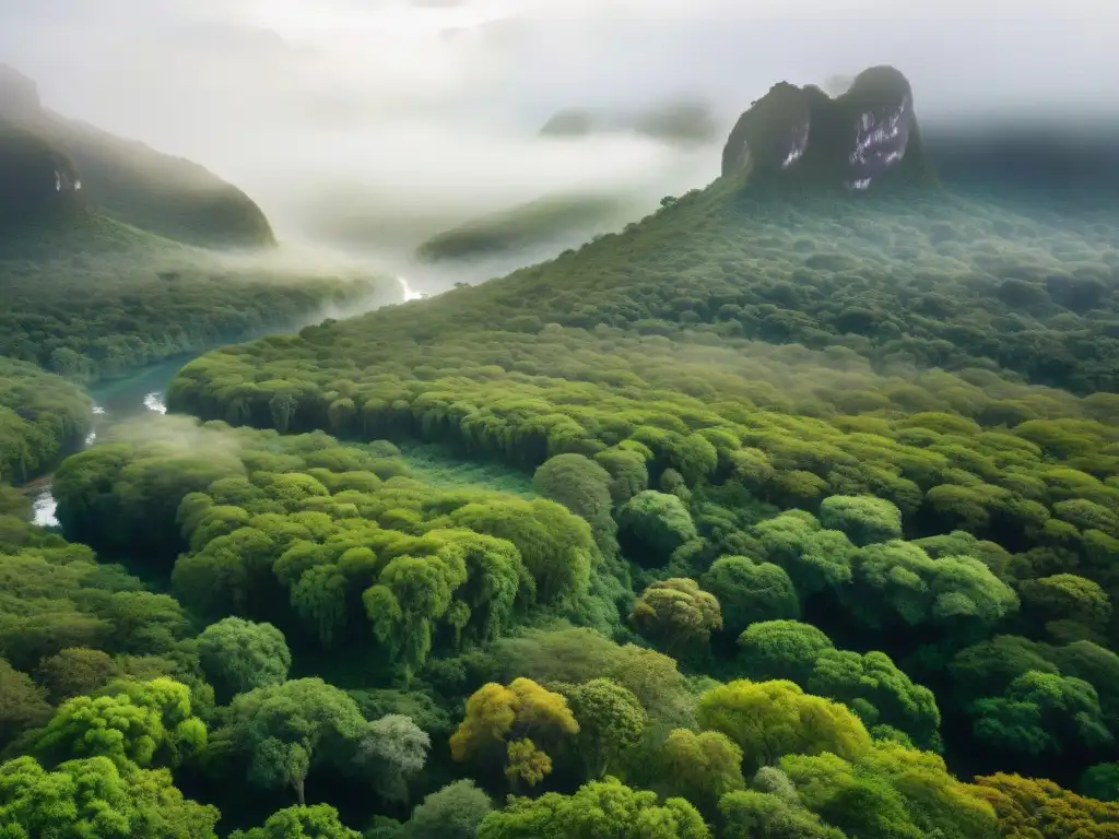 Un bosque exuberante en Parques Nacionales Uruguay, vida silvestre en su esplendor