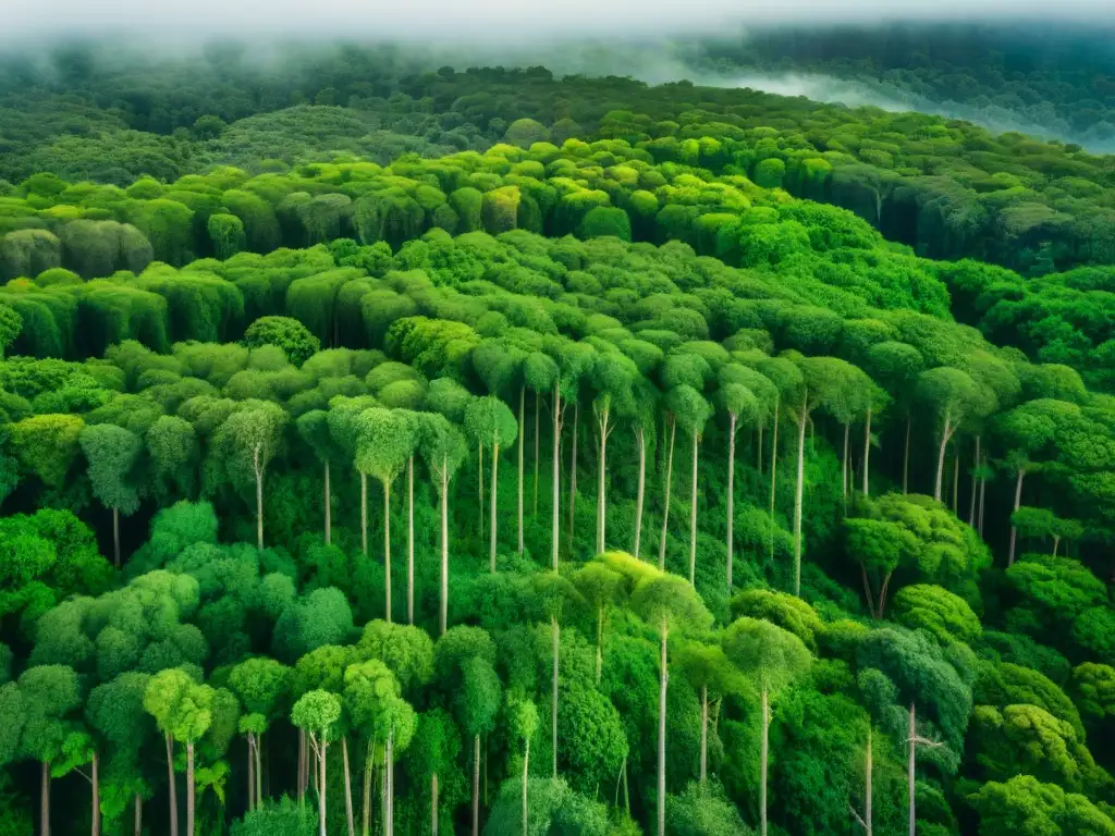 Un bosque exuberante en Uruguay con ríos serpenteantes y diversa flora