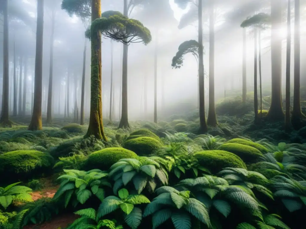 Un bosque exuberante en Uruguay, con una variedad de árboles nativos bajo la luz del sol