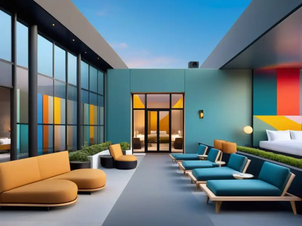 Un boutique hotel de diseño moderno integrado con arte contemporáneo