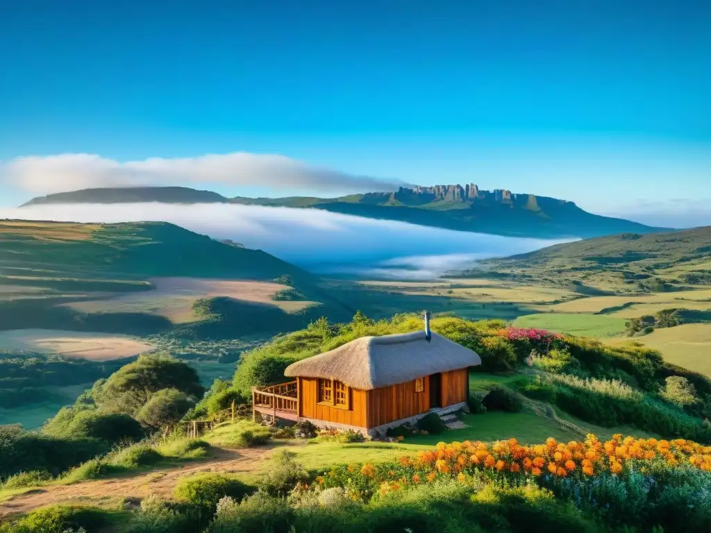 Cabaña de madera acogedora en acantilado con vistas espectaculares en Uruguay