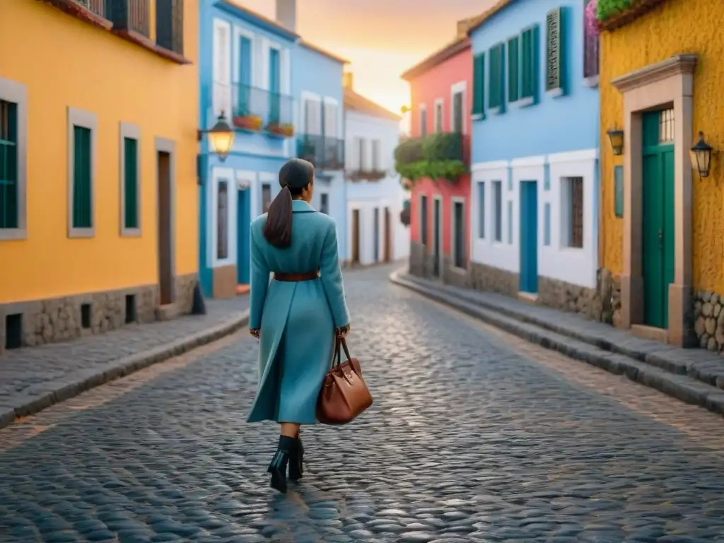 Una calle empedrada en Colonia del Sacramento, Uruguay histórico realidad aumentada